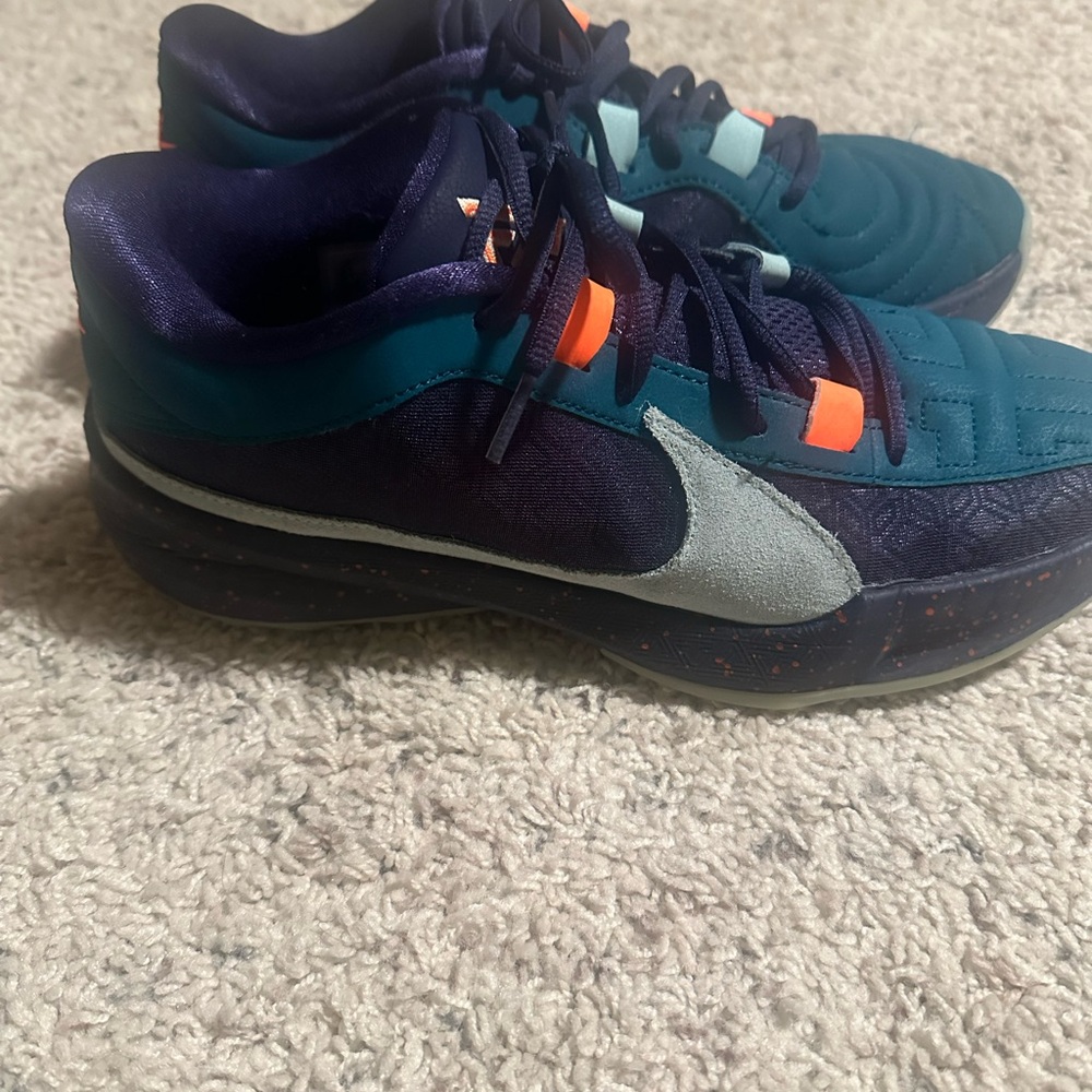 Nike Zoom Freak 5 Nigerian Nightmare Navy and Teal Basketball Shoes - Picture 3 of 7